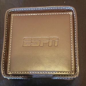 ESPN Brown Leather Coasters by Leeman